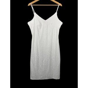Marina‎ All Sequin white slip dress 90s Y2K cocktail sz 10